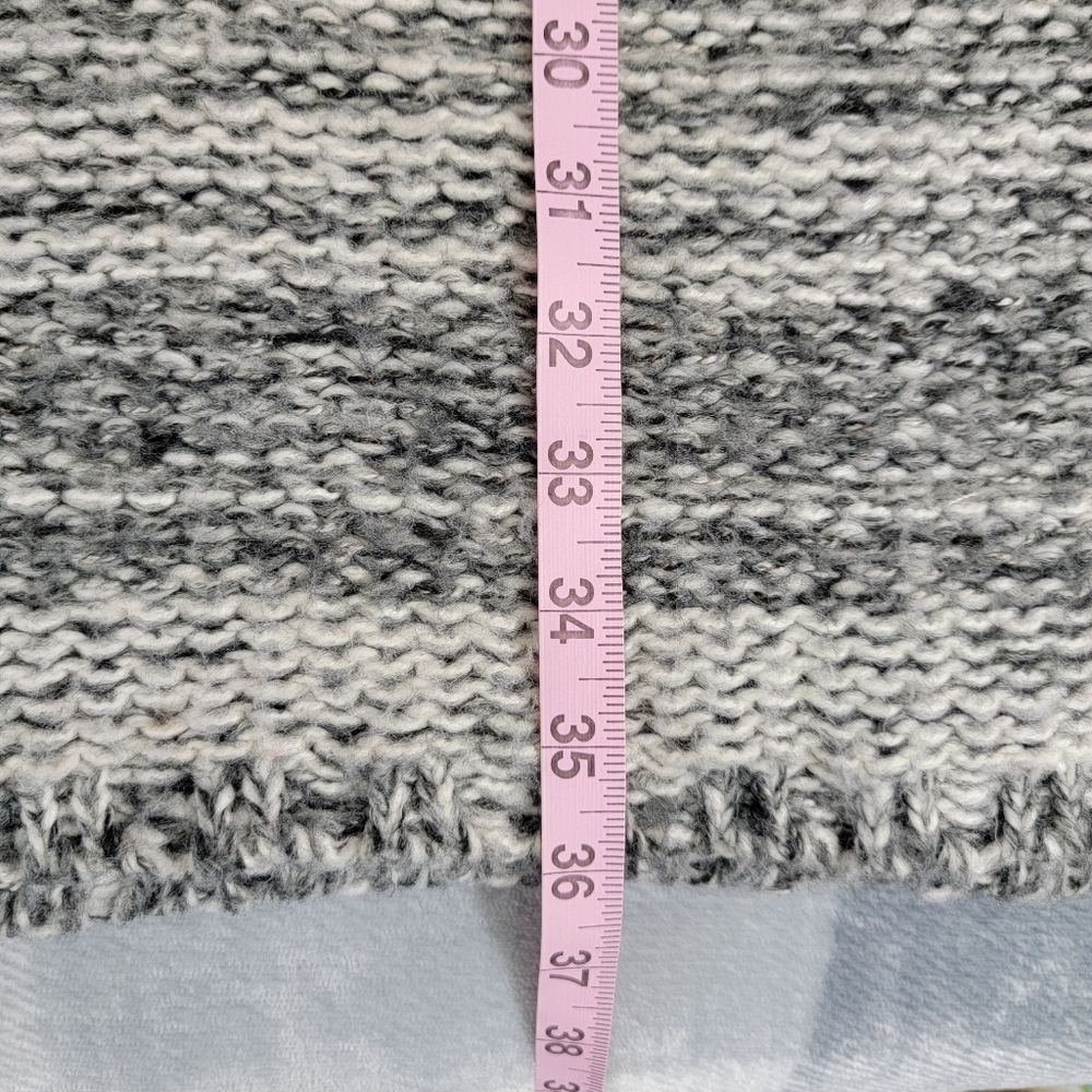 Freeway Gray Cap Sleeve Drop Waist Knit Sweater Dress Cable Knit Trim Large - Picture 11 of 11